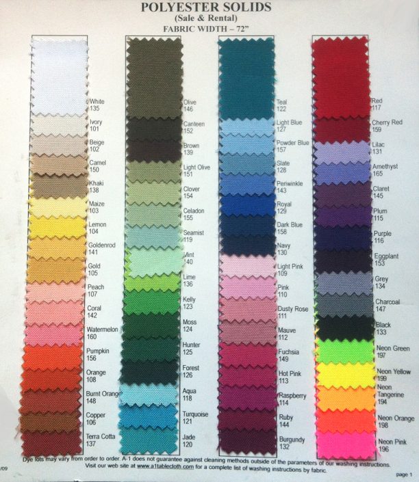 Color Chart For Linens - Chez Vous Catering and Party Rentals - Staten ...